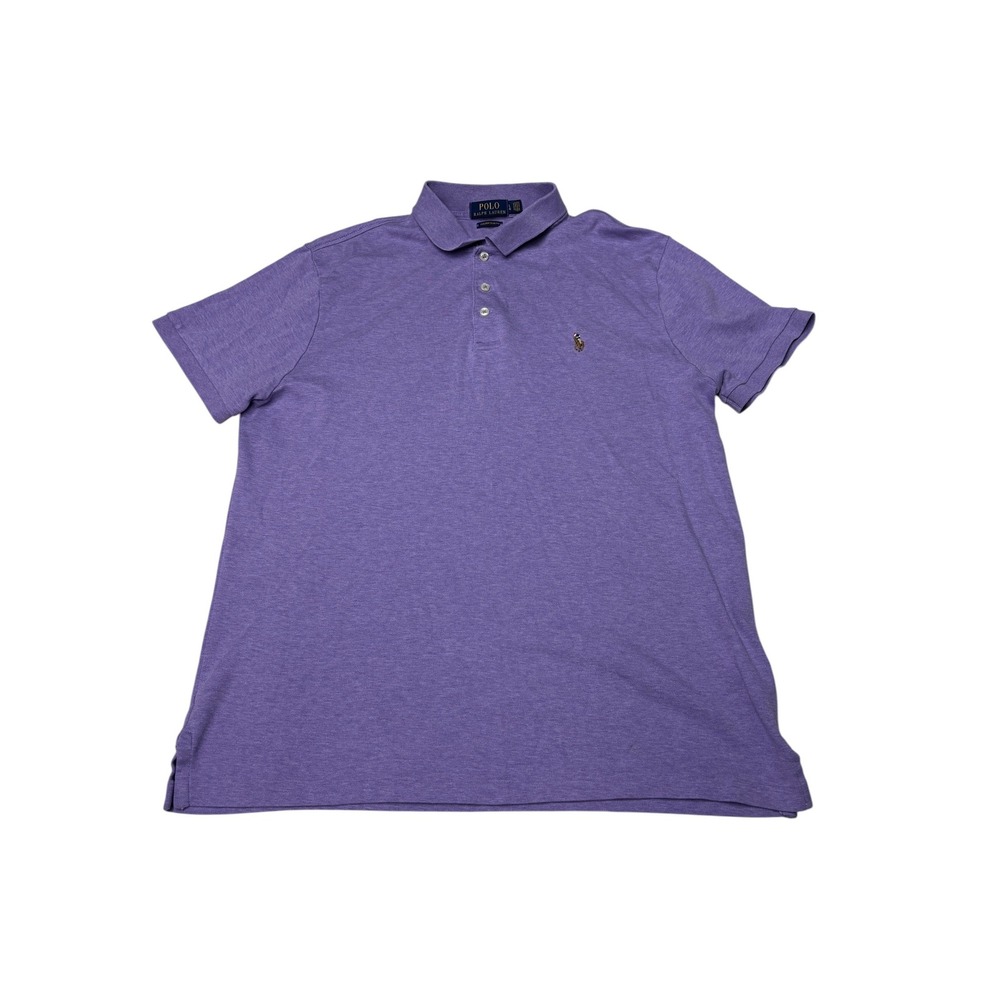 Polo Ralph Lauren Mens Custom Slim Fit Purple Heather Polo Shirt L Solf Touch